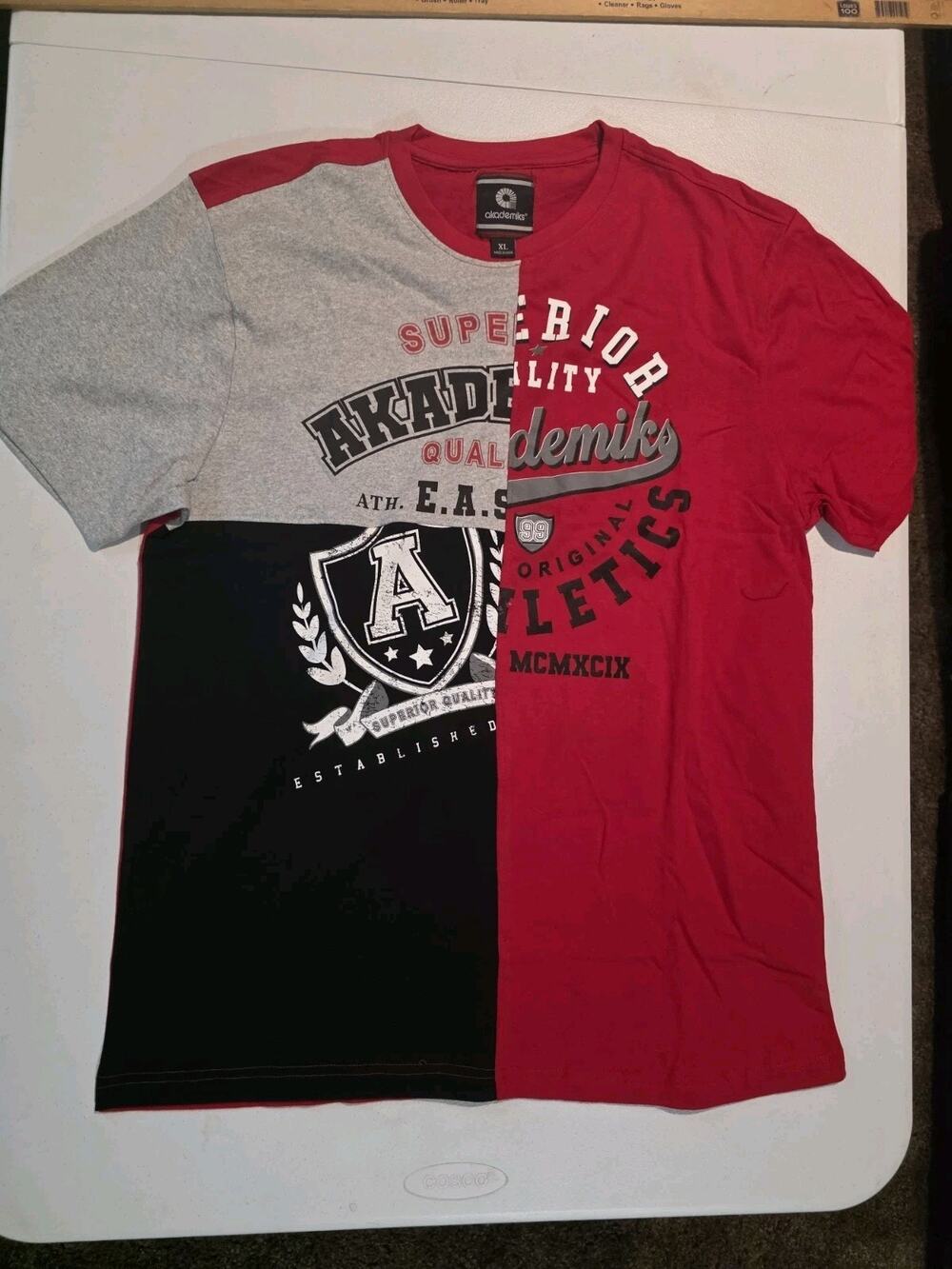 Akademiks T Shirt Mens XL Y2K Hip Hop Streetwear Colorblock Varsity Graphic